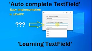 Auto complete TextField and Learning TextField  How to use in JavaFX [upl. by Starkey612]