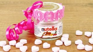 Aus alt mach neu NUTELLA GLAS als GESCHENKVERPACKUNG für die beste Freundin  Mini Aufbewahrung [upl. by Shaffert]