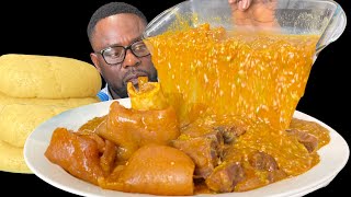 ASMR MUKBANG FUFU amp OGBONO SOUP WITH GOAT MEAT amp COW LEG  NIGERIAN FOOD MUKBANG [upl. by Erusaert]