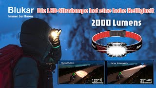 Die Blukar LEDStirnlampe ist sehr hell mit 2000 Lumen [upl. by Eseilenna663]