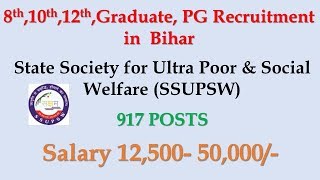 SSUPSW RECRUITMENT 2018 8th10thGRADUATEPG APPLY NOW BIHAR VACANCY [upl. by Eixel]