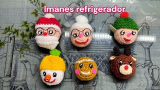 Imanes para refrigerador navidad amigurumi paso a paso tutorial crochet subtítulos [upl. by Ozneral]