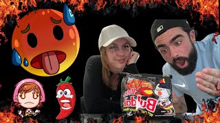 COUPLE TRY THE SPICY RAMEN CHALLENGE IT DIDNT END WELL [upl. by Nevarc877]