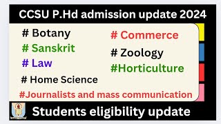 ccsu phd admission update  ccsu phd admission 2024  ccsu pre phd admission update [upl. by Ondrej]