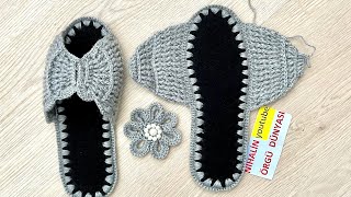 Çok güzel ve çok kolay lastik Terlik modeli yapımı keşfet handmade knitting [upl. by Arlette]