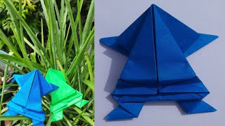 How To Make Paper High Jumping Frog  Easy amp Fun Origami  Paper Frog Making [upl. by Ultun]