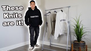 Fear of God Essentials Knit Hoodies are in Review and try on haul [upl. by Nalaf]