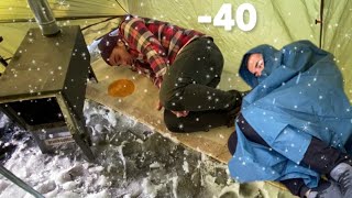 EXTREME Winter SNOW STORM 40C WINTER CAMPING WINTER STORM hits HOT tent FREEZING wind [upl. by Leon]