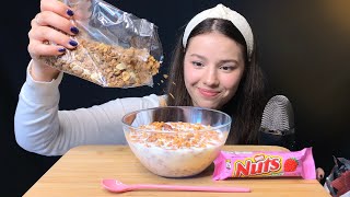 ASMR MUKBANG  CEREAL BOWL amp CHOCOLATE CANDY BARS  EATING SOUNDS [upl. by Hashimoto508]