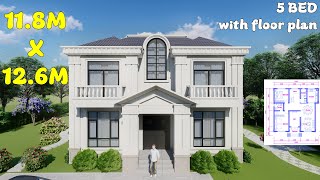 Small House Design 118x126 Meters 135 sqm5BedroomHouse Design ideashousedesign home houses [upl. by Ehctav]