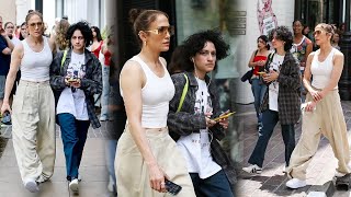 Jennifer Lopez flashes wedding ring as she and her teen Emme enjoy some retail therapy in LA [upl. by Rachaba]