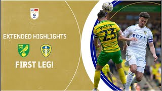 FIRST LEG  Norwich City v Leeds United extended highlights [upl. by Ailyn303]