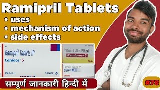 ramipril tablets ip cardace 5mg  uses mechanism of action amp side effects in hindi [upl. by Hilly]