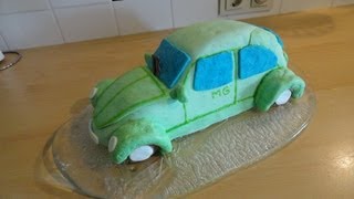 VW Käfer Kuchen  VW Beetle Cake with English Subtitles [upl. by Leunam]