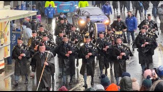 Scotland 20 v 17 England The Teams Arrive At MurrayfieldPipe Band amp Fans Welcome The Teams 5222 [upl. by Bria]