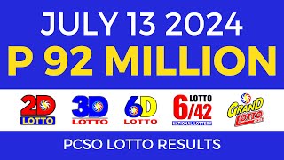 Lotto Result Today 9pm July 13 2024  PCSO Complete [upl. by Ez]