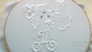 HAND EMBROIDERY monogram quotAquot Easy Satin stitch [upl. by Cramer]