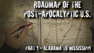 Roadmap of the PostApocalyptic US Part 1 Alabama to Mississippi ASMR [upl. by Joya743]