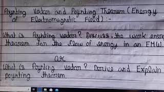 Poynting Vector Poynting Theorem Numericals [upl. by Oeflein]