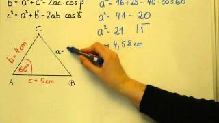 Kosinussatz Brechnungen am allgemeinen Dreieck [upl. by Solegnave968]