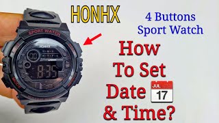 HONHX Digital Sport Watch  How To Set Time Day of the Week and Date [upl. by Edwyna]