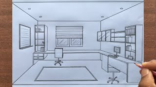 How to Draw a Room using 1 Point Perspective [upl. by Notgnillew]