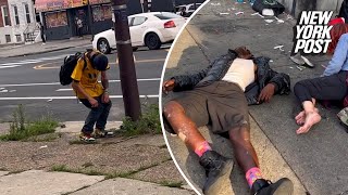 Shocking video shows zombielike addicts at ‘ground zero’ of Philadelphia’s ‘tranq’ epidemic [upl. by Nolaf376]