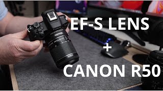 EFS 1855mm kit lens on Canon R50 with an adapter  results at the end of the video [upl. by Jacquette]