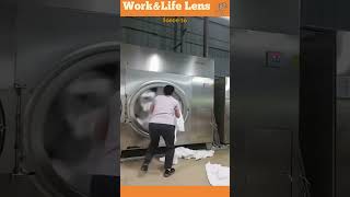 Industrial tumble dryer unloading process Effective tools and machinery simplify work [upl. by Kcirddot694]