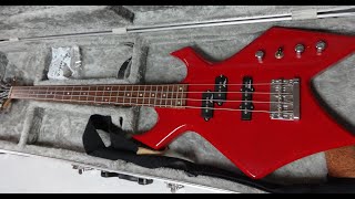 B C Rich Warlock Bass Guitar Red Made in KOREA Platinum Series Condition Review [upl. by Attenohs]