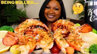 BEING BULLIED  SPICY BROILED LOBSTER TAILS  SEAFOOD BOIL MUKBANG [upl. by Ehtyde]