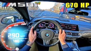 670HP BMW X6 M50i POV on Autobahn  FASTER than an URUS [upl. by Irbmac]