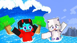 We Survived GIANT TSUNAMI in Minecraft [upl. by Juno]