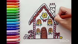 🎨DIBUJO Y PINTA CONMIGO🎨ESTA CASITA DE JENGIBRE🏠PINTA LA NAVIDAD🎄CASA DE JENGIBRE🏠 GINGERBREAD HOUSE [upl. by Ariamoy]