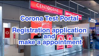 Corona test Portal  Centogene  Make a appointment for airports Germany  Registration application [upl. by Kcyrred235]