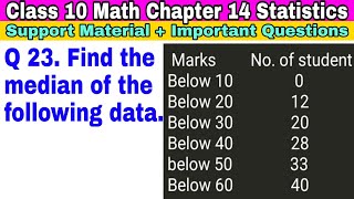 Class 10 Ch14  Q 23  Statistics  Support Material  Important Question  MATH  CBSE [upl. by Kerwinn]