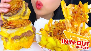 InNOut Burger Flying Dutchman with Grilled Onions and Animal Style Fries ASMR Mukbang [upl. by Enoj586]