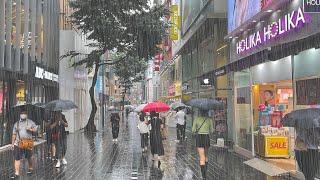 4K KOREA  Rainy Seoul Walking  Strong Heavy Rain in Myeongdong  Jul2022 [upl. by Hubing608]