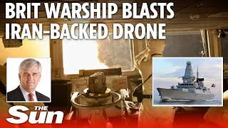 British warship HMS Diamond blasts Iranbacked drones with Sea Viper missiles [upl. by Akialam]