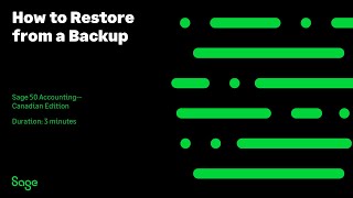 Sage 50 AccountingCanadian Edition  How to Restore from a Backup [upl. by Kohler136]