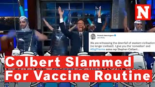 Colbert Faces Criticism For Dance Routine Dedicated To COVID19 Vaccines [upl. by Gerald]