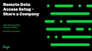 Sage 50 Accounting  Canadian Edition Remote Data Access Setup  Share a Company [upl. by Acirderf]