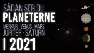 Planeterne i 2021 Sådan ser du planeterne Merkur Venus Mars Jupiter og Saturn på stjernehimlen [upl. by Asilet872]