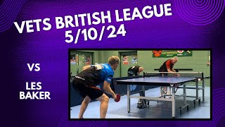 Neil Myatt vs Les Baker Short pips BH  FULL MATCH  Vets British League 51024 [upl. by Llerrac]