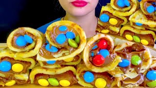 ASMR NUTELLA CHOCOLATE CREPE ROLLS MUKBANG EATING SOUNDS [upl. by Yrod]