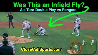 Infield Fly NoCall Leads to As Double Play vs Rangers  Reviewing Umpire Ordinary Effort Criteria [upl. by Satterlee]