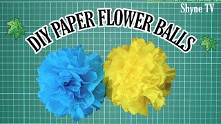 HOW TO MAKE POM POM FLOWER BALLS USING CREPE PAPER [upl. by Aicined]