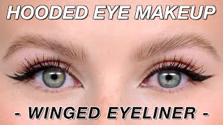 Hooded Eye Makeup Technique  Winged Eyeliner [upl. by Alister]