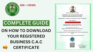 HOW TO DOWNLOAD YOUR REGISTERED BUSINESS CAC CERTIFICATE [upl. by Tiphany398]