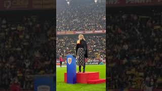 Soprano Irina Baiant interpretare superba a imnului alaturi de 50000 de fani la RomaniaKosovo [upl. by Volpe616]